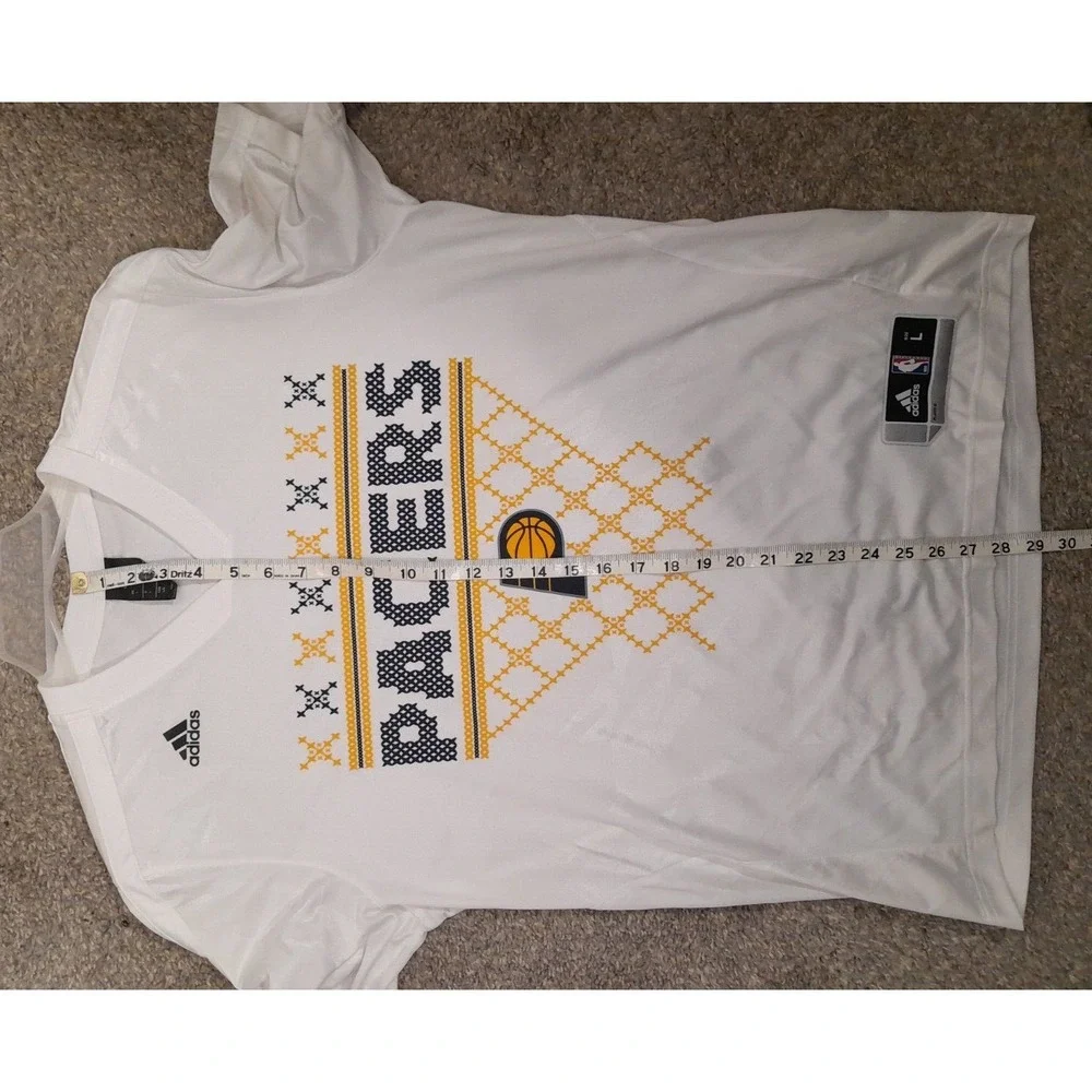 Adidas Indiana Pacers NBA Shirt Mens Large White Christmas Day Shooting Jersey